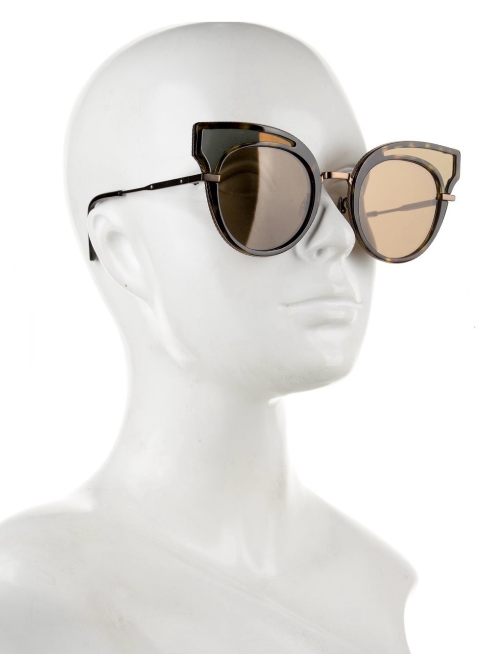 Bottega Veneta Tortoiseshell and Brown Cat-Eye Sunglasses